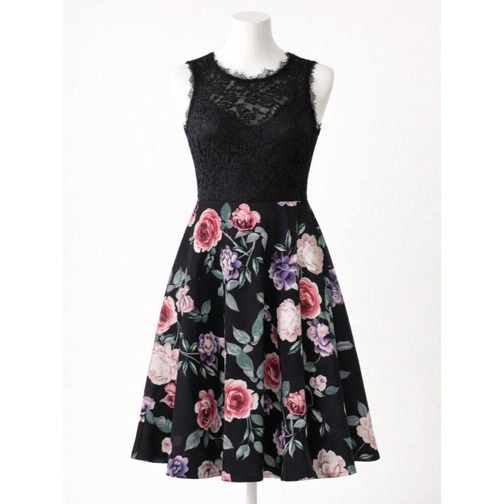 Jodi Kristopher Lace Top with Built in Bra Fit & Flare Dress Size 3/4 NWT